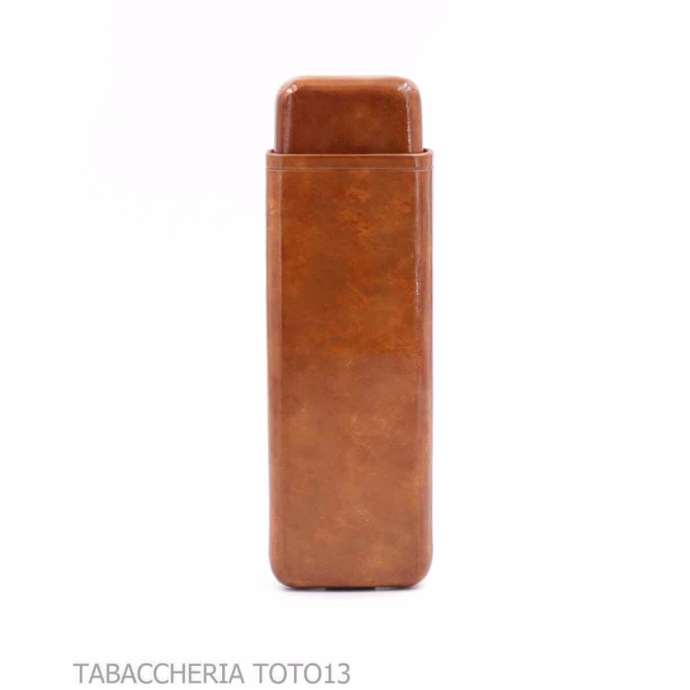 Glatte Zigarrentasche aus florentinischem cognacfarbenem Leder-Taschenetuis für lange Toscano