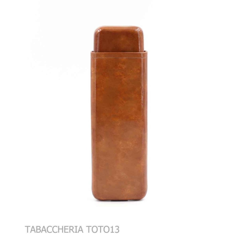 Poche à cigares lisse en cuir couleur cognac à la florentine - Etuis de poche pour Toscano long - Cuir florentin