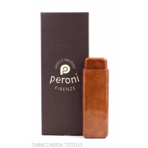 Poche à cigares lisse en cuir couleur cognac à la florentine - Etuis de poche pour Toscano long - Cuir florentin