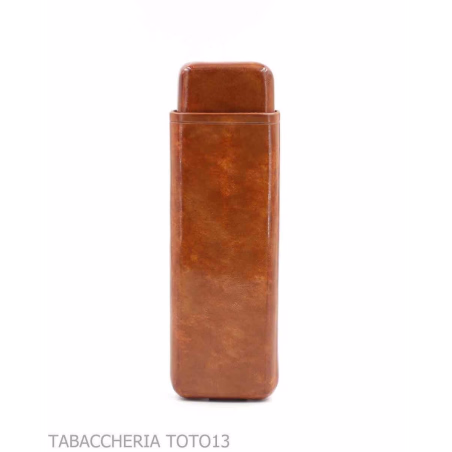Glatte Zigarrentasche aus florentinischem cognacfarbenem Leder-Taschenetuis für lange Toscano