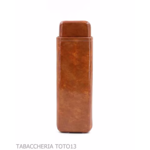 Poche à cigares lisse en cuir couleur cognac à la florentine - Etuis de poche pour Toscano long - Cuir florentin