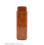 Glatte Zigarrentasche aus florentinischem cognacfarbenem Leder-Taschenetuis für lange Toscano