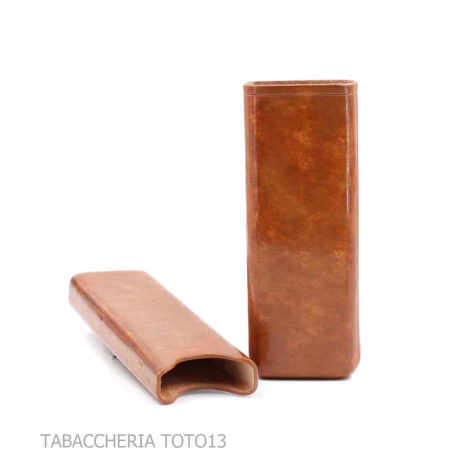 Glatte Zigarrentasche aus florentinischem cognacfarbenem Leder-Taschenetuis für lange Toscano