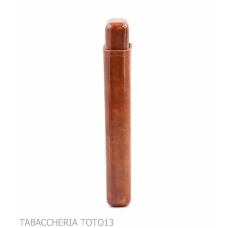 Glatte Zigarrentasche aus florentinischem cognacfarbenem Leder-Taschenetuis für lange Toscano