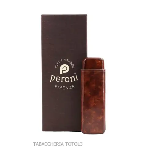 Smooth cigars pocket in dark briar colored Florentine leather - Pocket cases for long Toscano