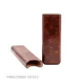 Smooth cigars pocket in dark briar colored Florentine leather - Pocket cases for long Toscano