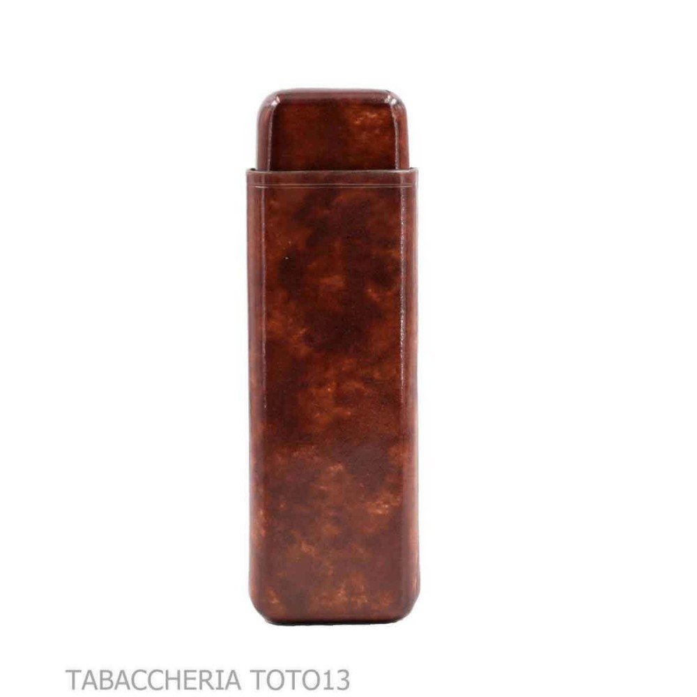 Portasigari da tasca liscio in cuoio fiorentino color radica scura - Custodie da tasca per Toscano intero