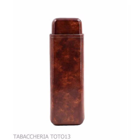 Smooth cigars pocket in dark briar colored Florentine leather - Pocket cases for long Toscano