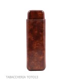 Smooth cigars pocket in dark briar colored Florentine leather - Pocket cases for long Toscano
