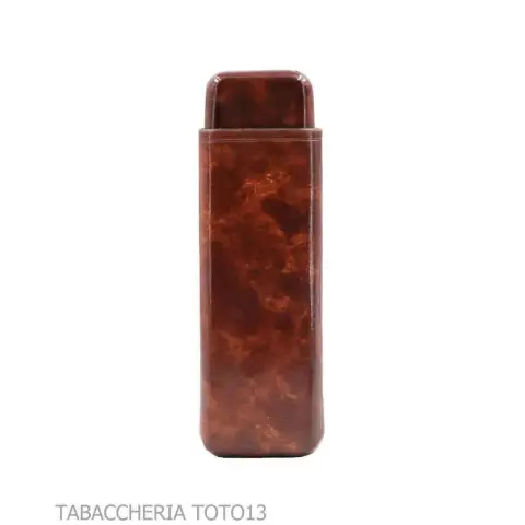 Smooth cigars pocket in dark briar colored Florentine leather - Pocket cases for long Toscano