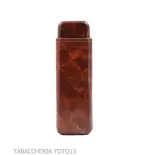 Smooth cigars pocket in dark briar colored Florentine leather - Pocket cases for long Toscano
