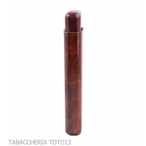 Smooth cigars pocket in dark briar colored Florentine leather - Pocket cases for long Toscano