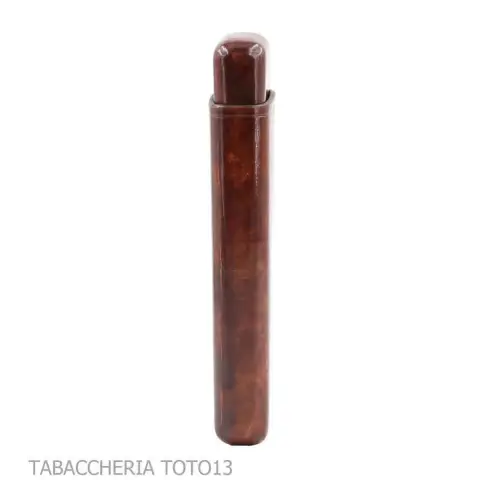Smooth cigars pocket in dark briar colored Florentine leather - Pocket cases for long Toscano