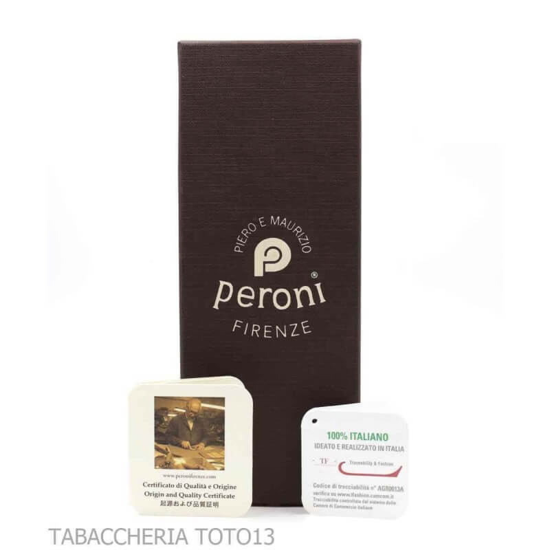 Bolsillo de cigarros liso en piel florentina color coñac - Peroni Firenze