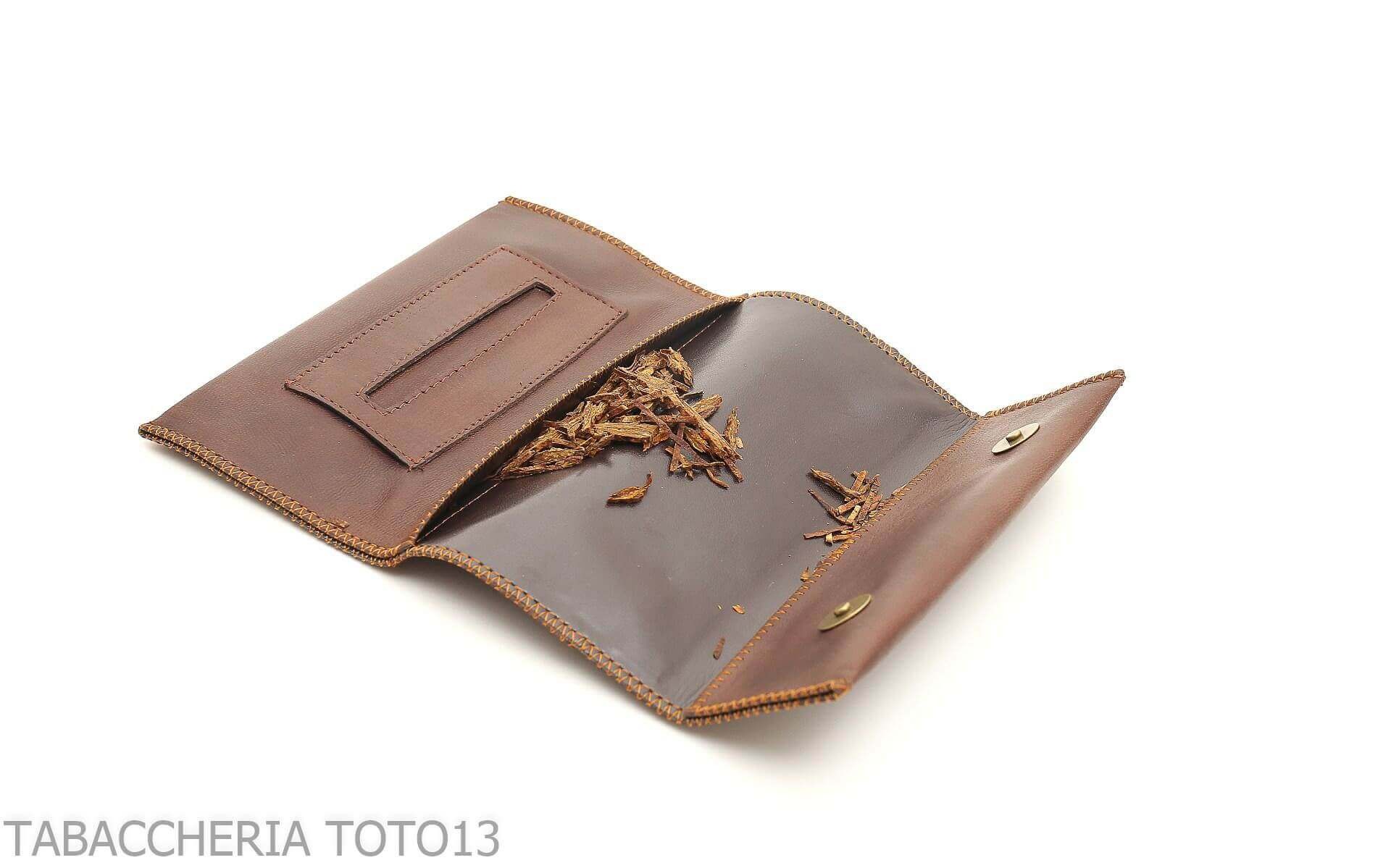 Borsa in pelle avvolgibile porta tabacco per sigarette by Savinelli