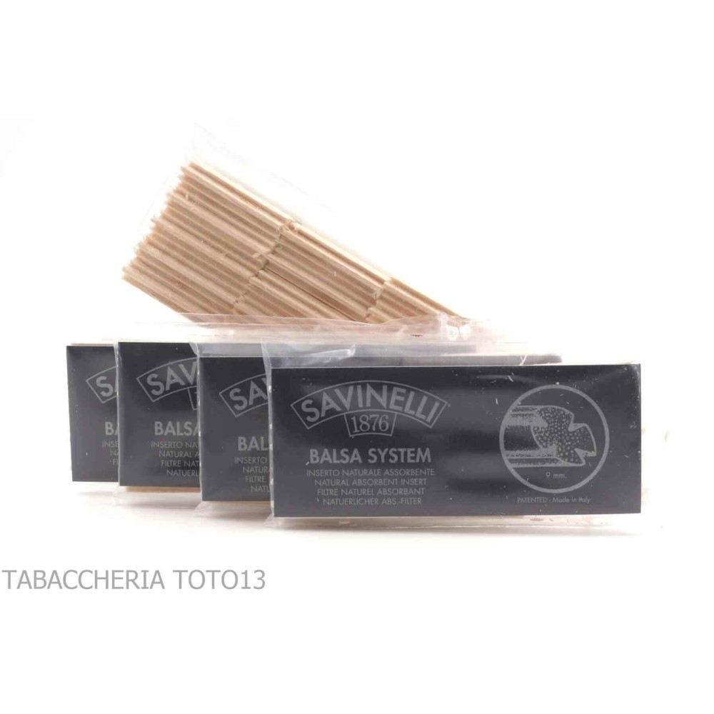 Replacement balsa filters 9 mm for Savinelli pipes, pack of 5 packs - Accessories for tobacco pipes - Wood