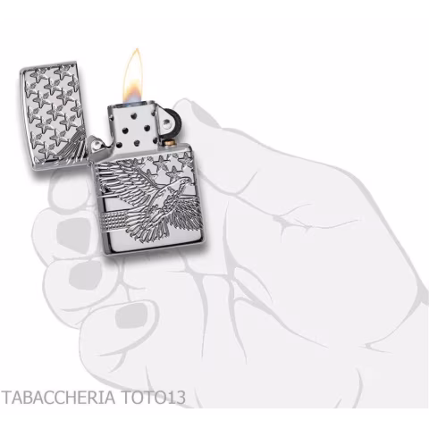 Diseño patriótico de armadura Zippo con águila y estrellas - Alumbradores
