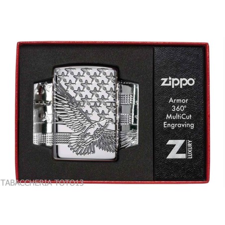 Diseño patriótico de armadura Zippo con águila y estrellas - Alumbradores