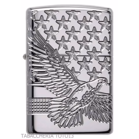 Diseño patriótico de armadura Zippo con águila y estrellas - Alumbradores