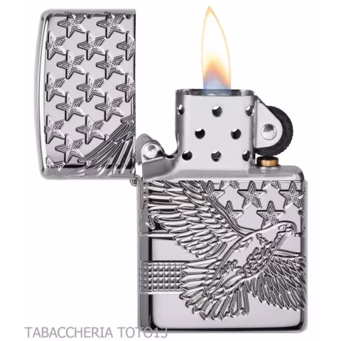 Diseño patriótico de armadura Zippo con águila y estrellas - Alumbradores
