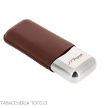 Etui à cigares St. Dupont en métal et cuir marron 2 cigares - étui à cigares - Métal