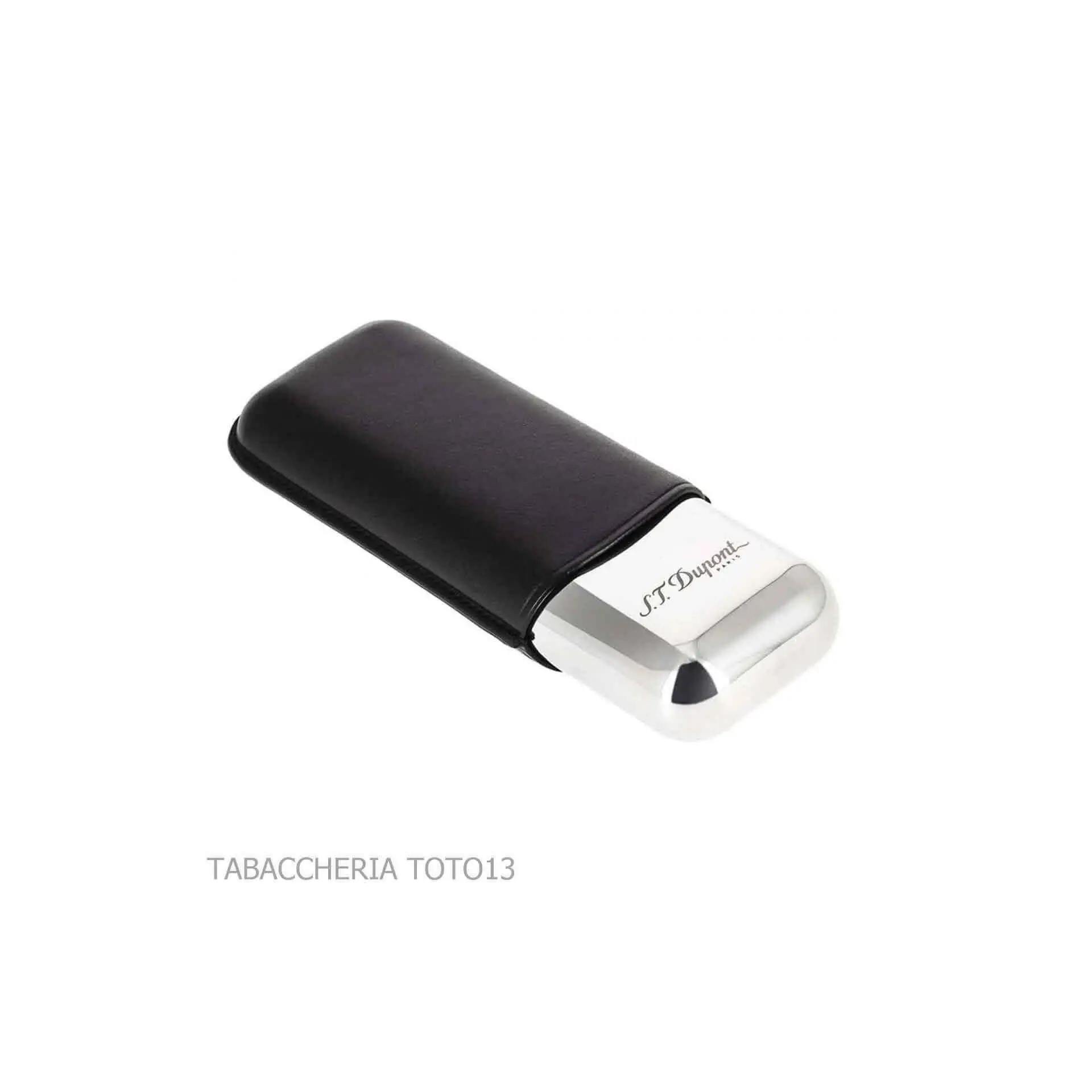 Etui à cigares St. Dupont en métal et cuir noir 2 cigares - étui à cigares - Métal