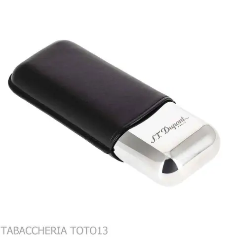 Etui à cigares St. Dupont en métal et cuir noir 2 cigares - étui à cigares - Métal