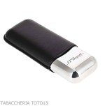 St. Dupont Zigarrenetui aus Metall und schwarzem Leder 2 Zigarren - Taschen-Zigarrenetui