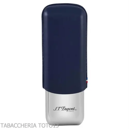 St. Dupont portasigari in metallo e pelle blu 2 posti - Portasigari da Tasca