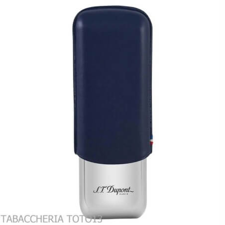 St. Dupont portasigari in metallo e pelle blu 2 posti - S.t. Dupont