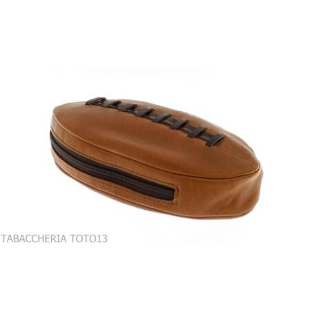 Pfeifentasche aus Leder der Weinlese in Form eines American-Football-Balls Fiamma di Re di Andrea Pascucci Taschen für Tabakp...