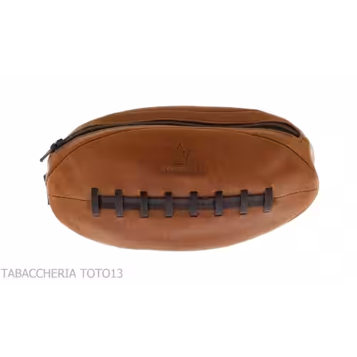 Pipe bag in vintage natural leather in the shape of an american football ball - Bags for pipes - Fiamma di Re di Andrea Pascucci