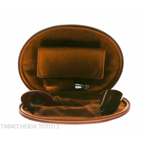 Sac 2 places pour pipes en cuir naturel vintage en forme de ballon de football américain - Accessoires pour pipes