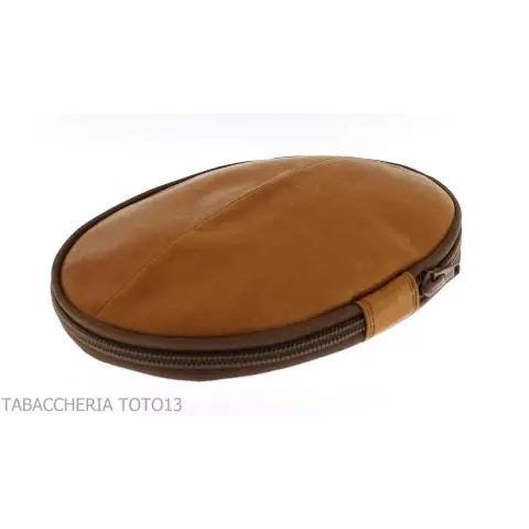 2-seater bag for pipes in vintage natural leather in the shape of an American football ball - Accessories for tobacco pipes