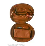 2-seater bag for pipes in vintage natural leather in the shape of an American football ball - Accessories for tobacco pipes