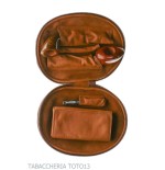 Sac 2 places pour pipes en cuir naturel vintage en forme de ballon de football américain - Accessoires pour pipes