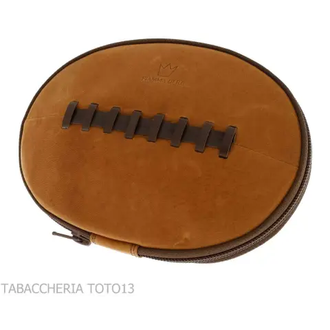 2-seater bag for pipes in vintage natural leather in the shape of an American football ball - Accessories for tobacco pipes