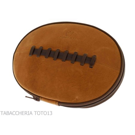Sac 2 places pour pipes en cuir naturel vintage en forme de ballon de football américain - Accessoires pour pipes