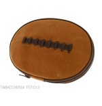 Sac 2 places pour pipes en cuir naturel vintage en forme de ballon de football américain - Accessoires pour pipes