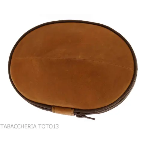 2-Sitzer-Tasche für Pfeifen aus Vintage-Naturleder in Form eines American Football-Balls - Zubehör für Tabakpfeifen