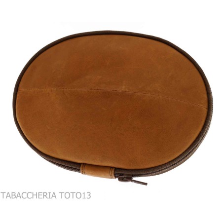 Sac 2 places pour pipes en cuir naturel vintage en forme de ballon de football américain - Accessoires pour pipes