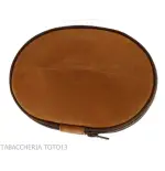 2-Sitzer-Tasche für Pfeifen aus Vintage-Naturleder in Form eines American Football-Balls - Zubehör für Tabakpfeifen