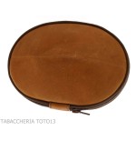 Sac 2 places pour pipes en cuir naturel vintage en forme de ballon de football américain - Accessoires pour pipes