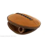 2-Sitzer-Tasche für Pfeifen aus Vintage-Naturleder in Form eines American Football-Balls - Zubehör für Tabakpfeifen