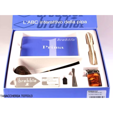 Brebbia First pipe Kit sandblasted shaped billiard 1007 - Tobacco Pipes - Natural root