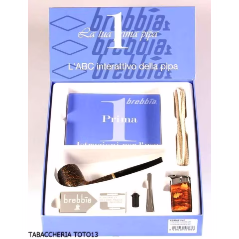Brebbia First pipe Kit sandblasted shaped billiard 1007 - Tobacco Pipes - Natural root