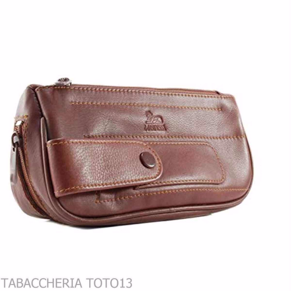 Borsa portapipe e tabacco in nappa by Lubinski - Accessori Per Pipe