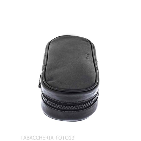 Baúl pequeño de cuero Peterson para dos pipas y tabaco - Bolsas para pipas de tabaco