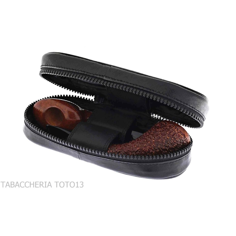 Baúl pequeño de cuero Peterson para dos pipas y tabaco - Bolsas para pipas de tabaco