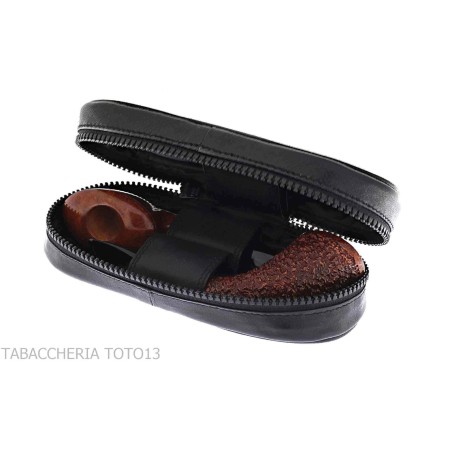 Baúl pequeño de cuero Peterson para dos pipas y tabaco - Bolsas para pipas de tabaco